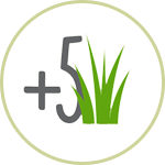 feed-more-tinify Icône « +5 » représentant une production alimentaire accrue issue de l’agriculture végétale